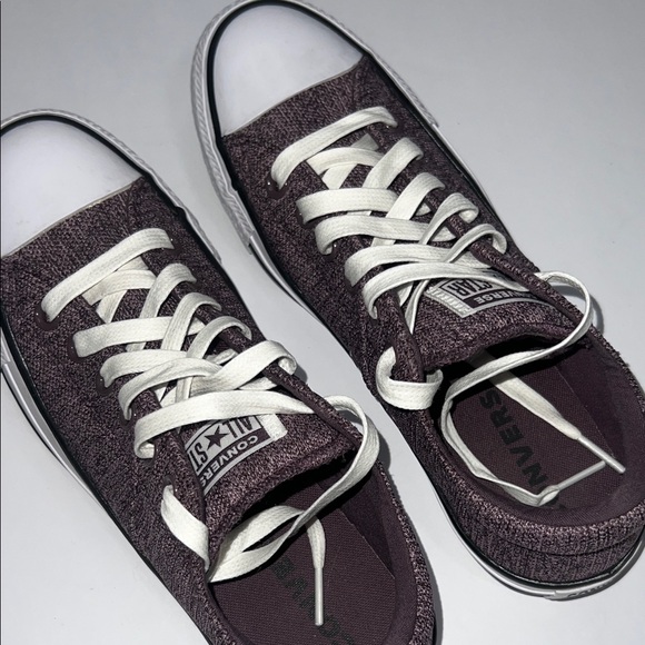 Converse Dark Purple Low Tops with White Laces - Picture 5 of 11